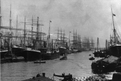 Segelschiffhafen. Ein paar Dampfer mischen sich unter die Segelschiffe im Jahr 1894 © Bildarchiv Denkmalschutzamt - Friedrich Strumper