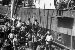 Coal being brought to the steamer "Hungaria" by coal jumpers. Picture archive Monument Protection Office, Johann Hamann